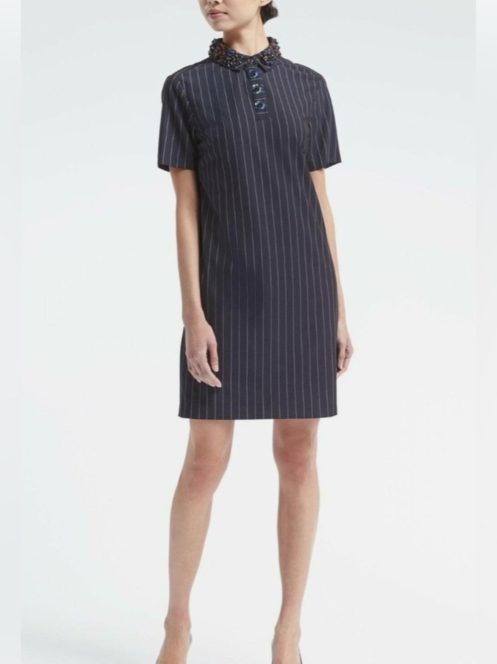NWT Banana Republic Navy Embellished Collar Dress